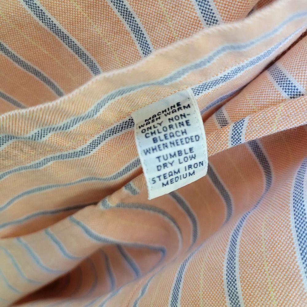 VNTG Ralph Lauren Classic Fit  Peach Orange/Blue Striped Polo Men's XXL - Picture 7 of 7